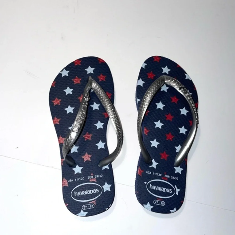 Havaianas flip flops Patriotic Red White Blue Stars Sandals Little kid 11/12C